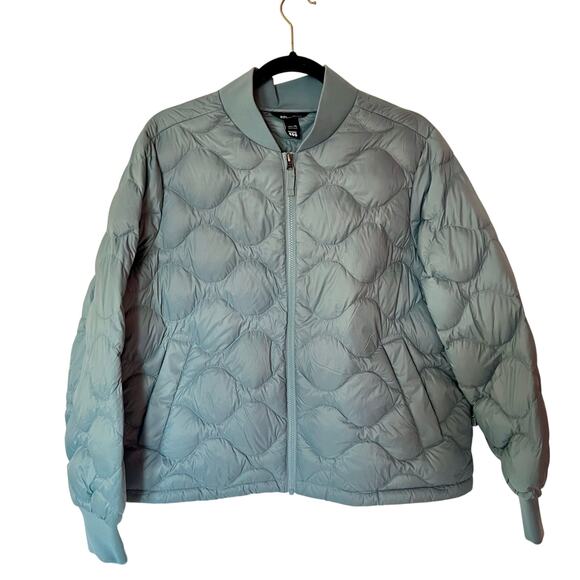 Eddie Bauer Shaw Quilted Puffer Bomber Jacket Dusty Blue SZ PL - Picture 1 of 6